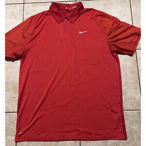 Nike Shirt Mens Large Sunday Red Tiger Woods Golf Polo Performance Dri Fit